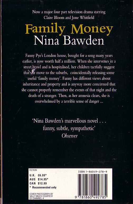 Nina Bawden  FAMILY MONEY (TV tie-in) magnified rear book cover image