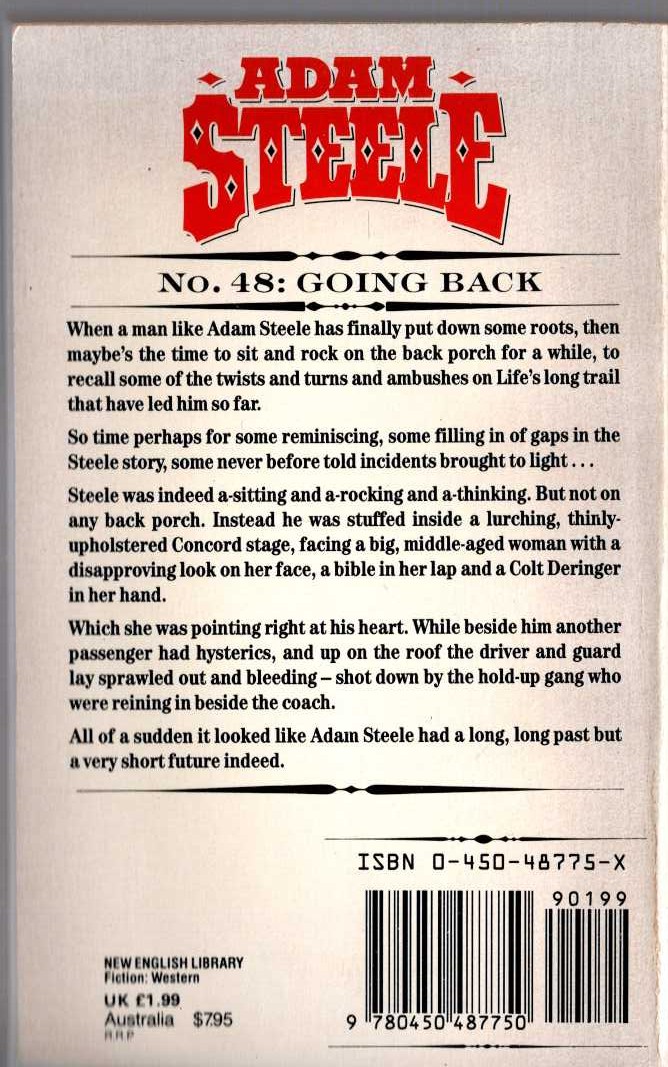 George G. Gilman  ADAM STEELE 48: GOING BACK magnified rear book cover image