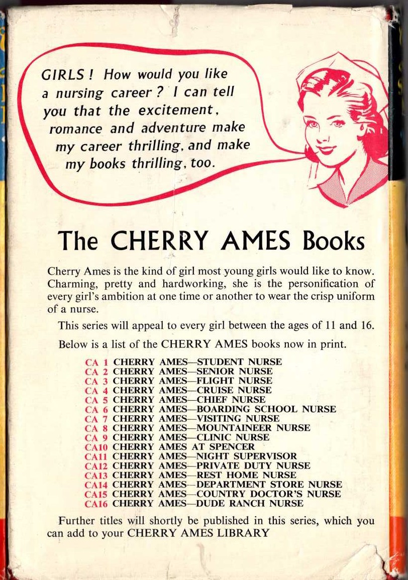 CHERRY AMES STUDENT NURSE magnified rear book cover image