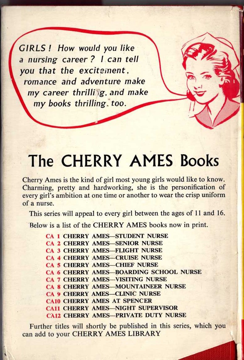 CHERRY AMES BOARDING SCHOOL NURSE magnified rear book cover image