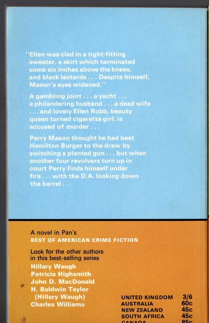 Erle Stanley Gardner  THE CASE OF THE SINGING SKIRT magnified rear book cover image