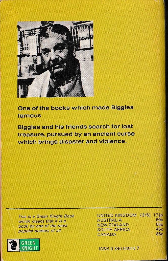 Captain W.E. Johns  BIGGLES FLIES WEST magnified rear book cover image
