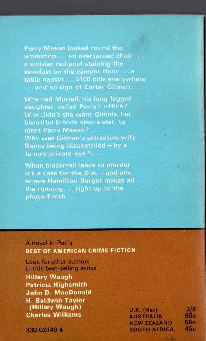 Erle Stanley Gardner  THE CASE OF THE DUPLICATE DAUGHTER magnified rear book cover image