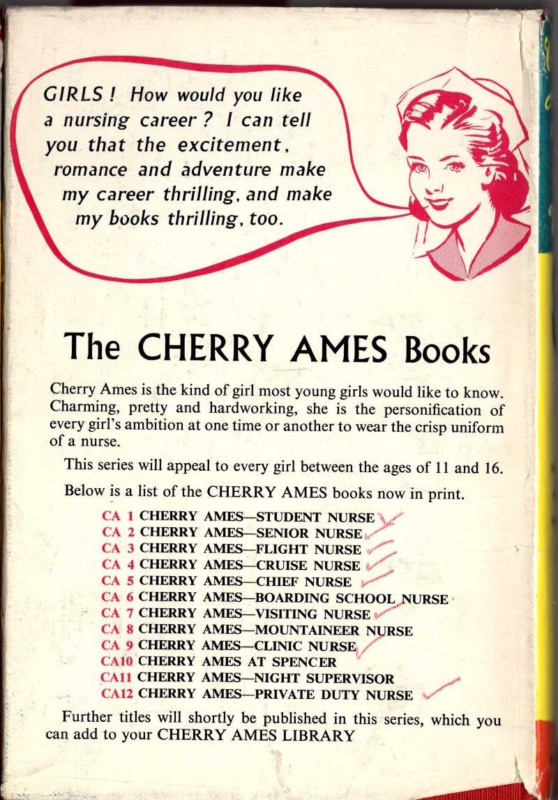 CHERRY AMES PRIVATE DUTY NURSE magnified rear book cover image