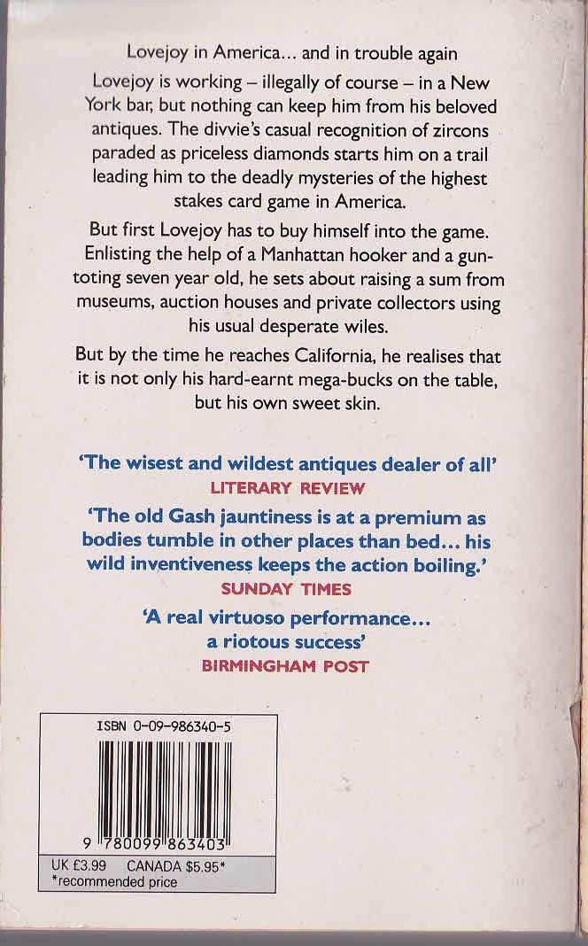 Jonathan Gash  THE GREAT CALIFORNIA GAME magnified rear book cover image