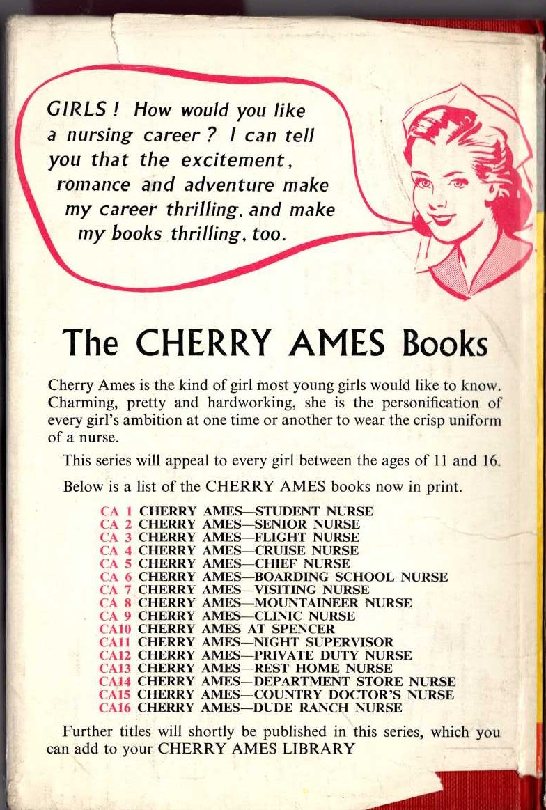 CHERRY AMES VISITING NURSE magnified rear book cover image