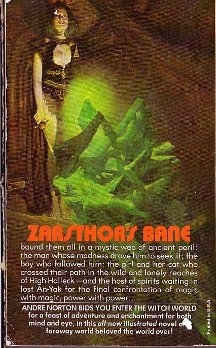Andre Norton  ZARSTHOR'S BANE magnified rear book cover image