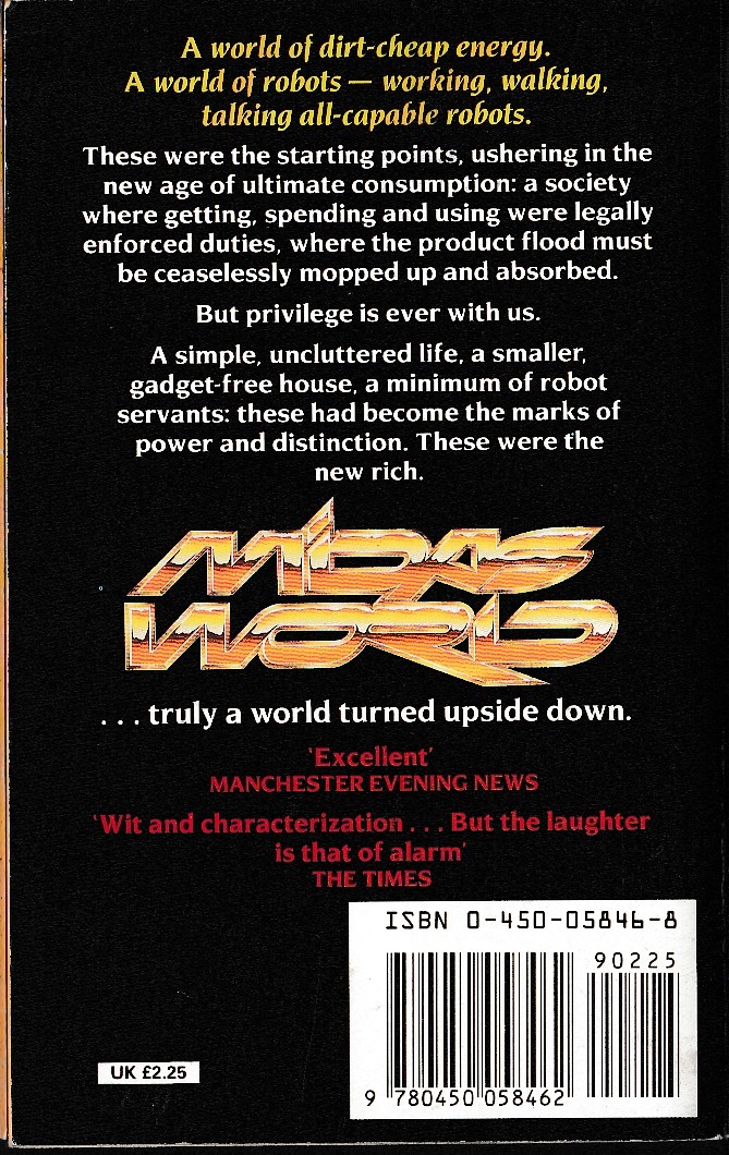 Frederik Pohl  MIDAS WORLD magnified rear book cover image