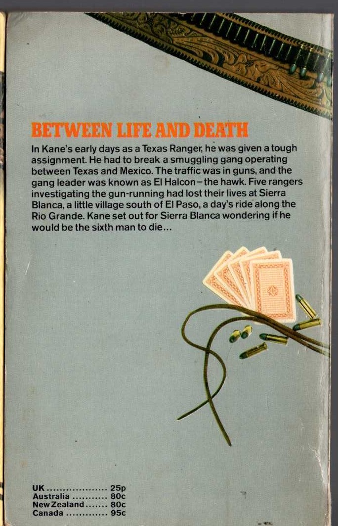 Louis Masterson  BETWEEN LIFE AND DEATH magnified rear book cover image