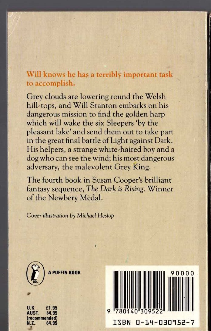 Susan Cooper  THE GREY KING magnified rear book cover image