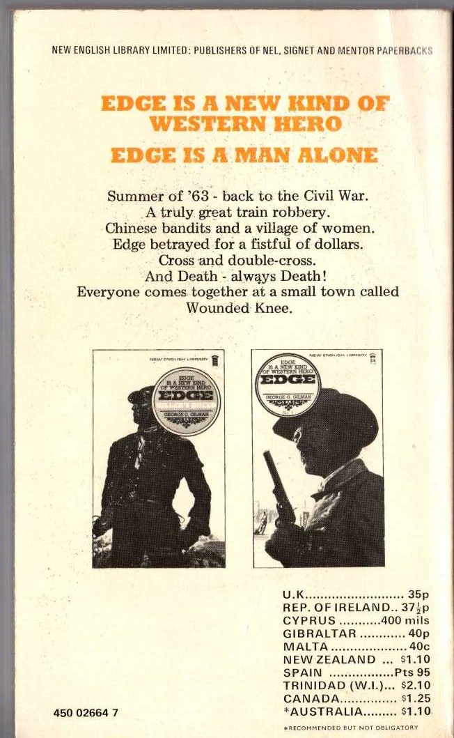 George G. Gilman  EDGE 8: SEVEN OUT OF HELL magnified rear book cover image