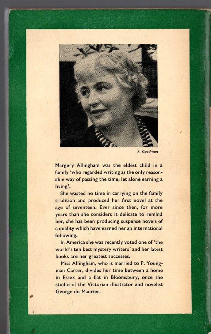 Margery Allingham  NO LOVE LOST magnified rear book cover image