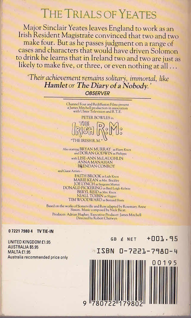 THE IRISH R:M: magnified rear book cover image