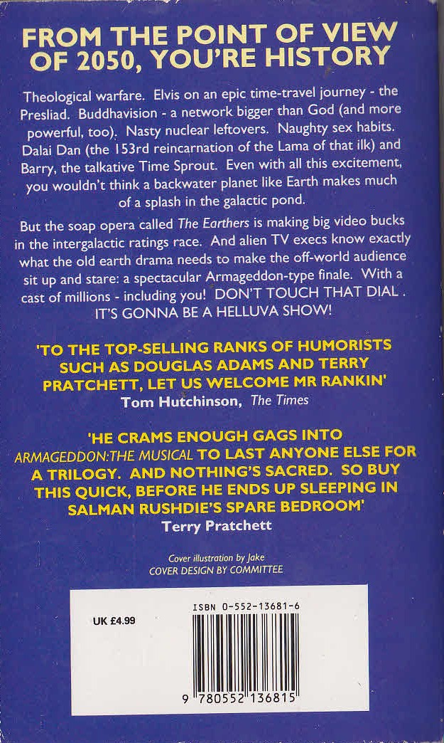 Robert Rankin  ARMAGEDDON THE MUSICAL magnified rear book cover image