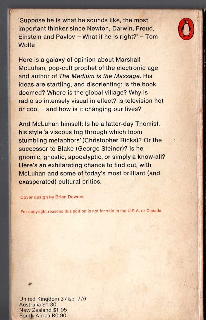 G.E. Stearn  McLUHAN HOT & COOL magnified rear book cover image