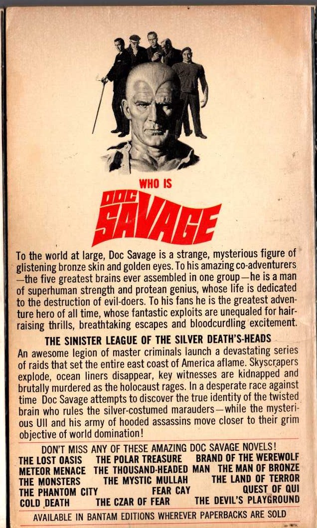 Kenneth Robeson  DOC SAVAGE: DEATH IN SILVER magnified rear book cover image