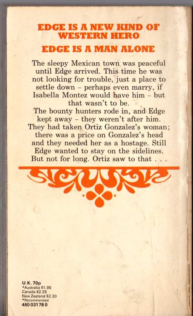George G. Gilman  EDGE 26: SAVAGE DAWN magnified rear book cover image