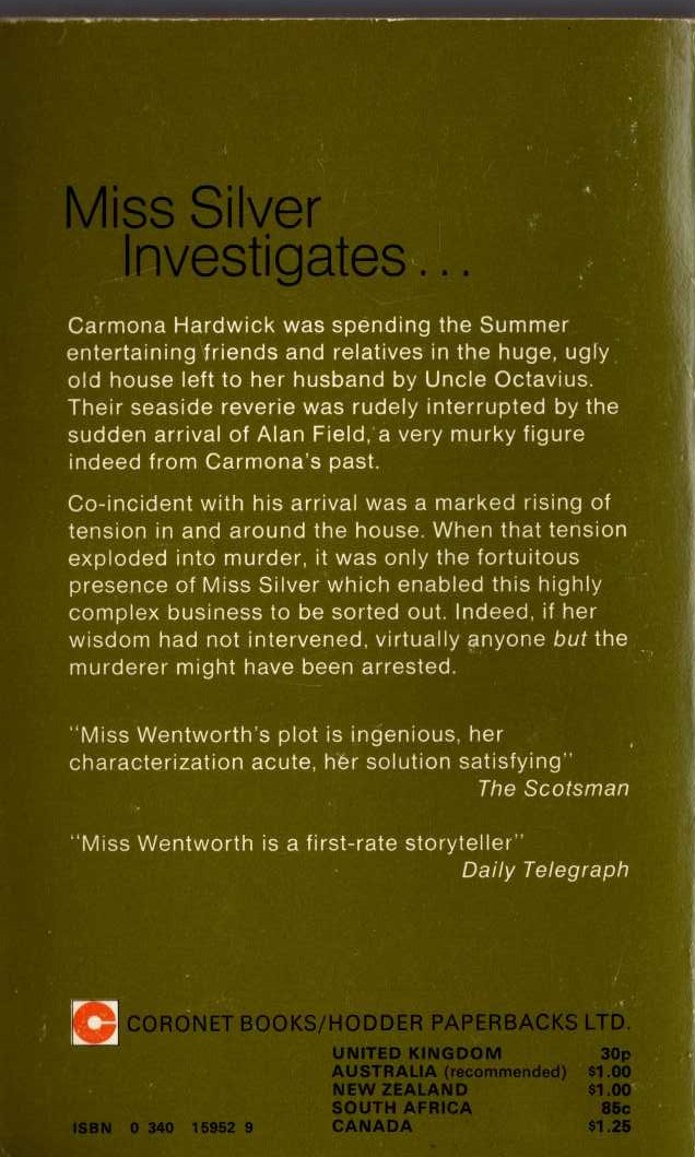 Patricia Wentworth  OUT OF THE PAST magnified rear book cover image
