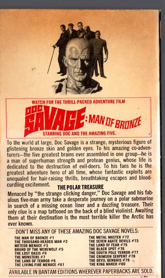 Kenneth Robeson  DOC SAVAGE: THE POLAR TREASURE magnified rear book cover image