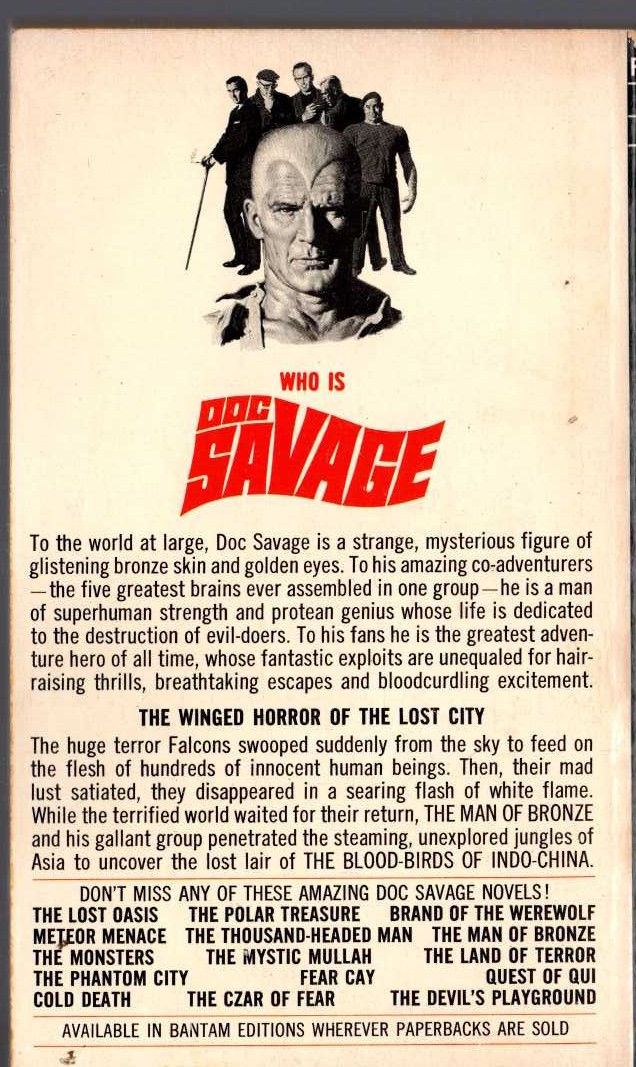 Kenneth Robeson  DOC SAVAGE: THE FLAMING FALCONS magnified rear book cover image