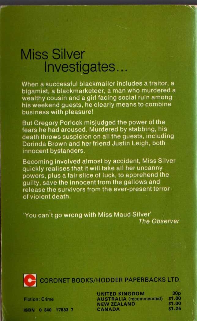 Patricia Wentworth  SPOTLIGHT magnified rear book cover image