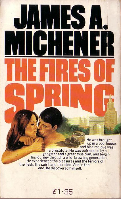 James A. Michener  THE FIRES OF SPRING magnified rear book cover image
