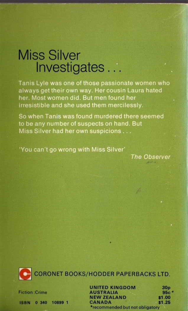 Patricia Wentworth  THE CHINESE SHAWL magnified rear book cover image