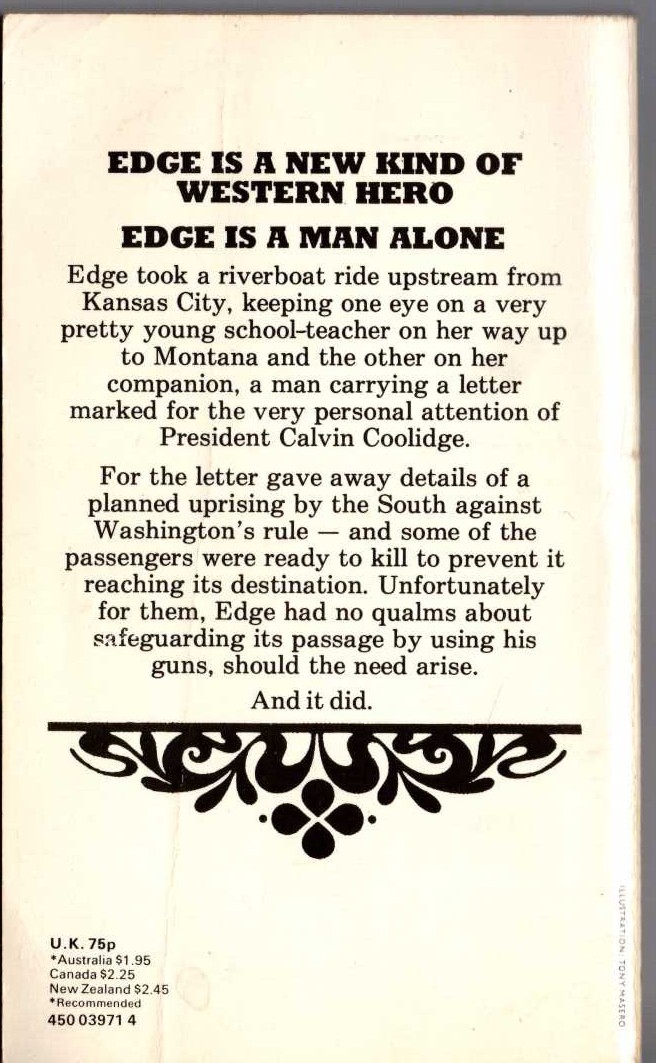 George G. Gilman  EDGE 23: ECHOES OF WAR magnified rear book cover image
