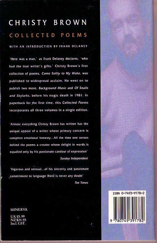 Christy BrownPOEMS  Minerva 1990 rear cover image