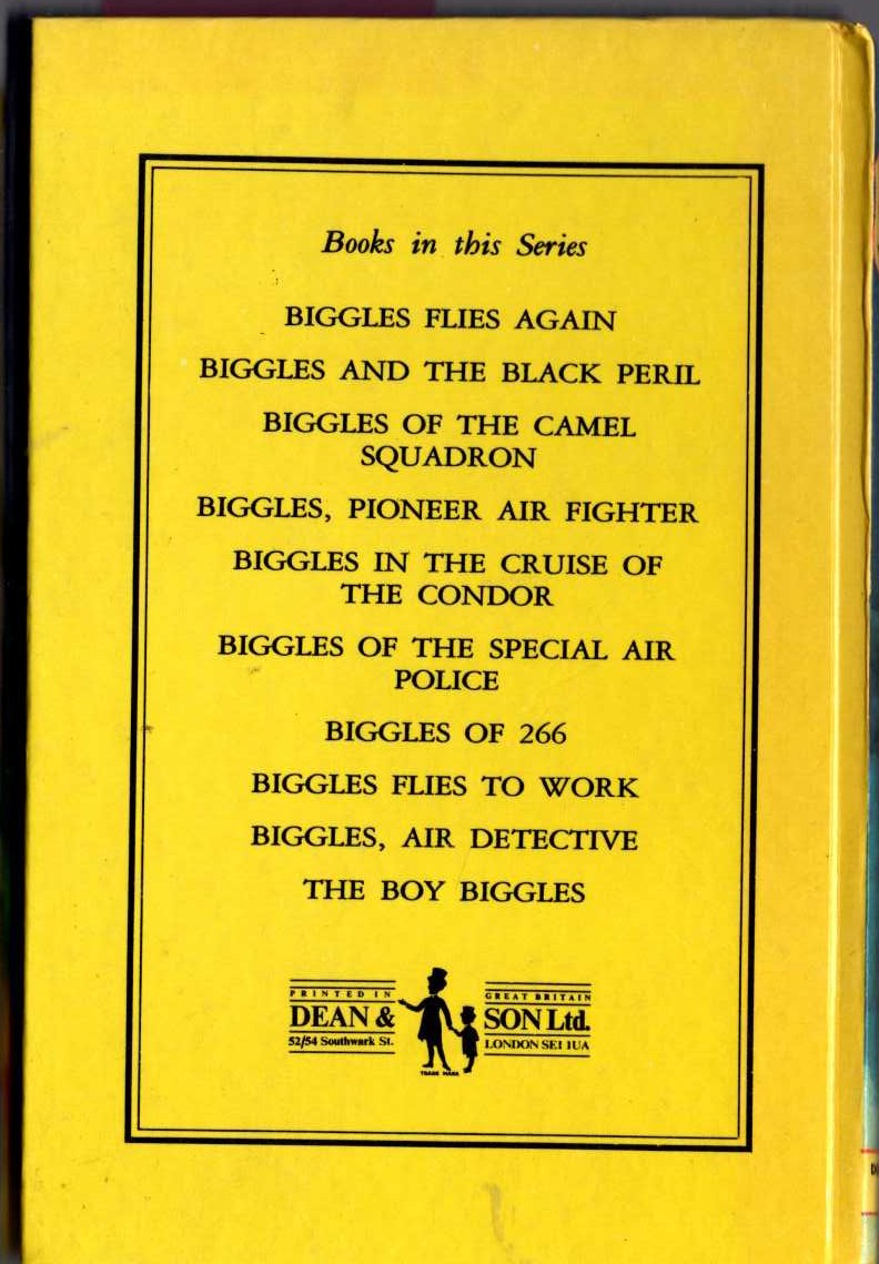 BIGGLES AIR DETECTIVE magnified rear book cover image