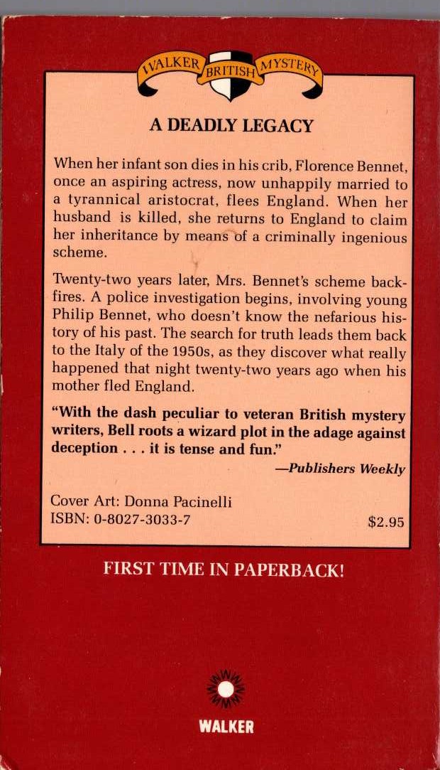 Josephine Bell  A QUESTION OF INHERITANCE magnified rear book cover image