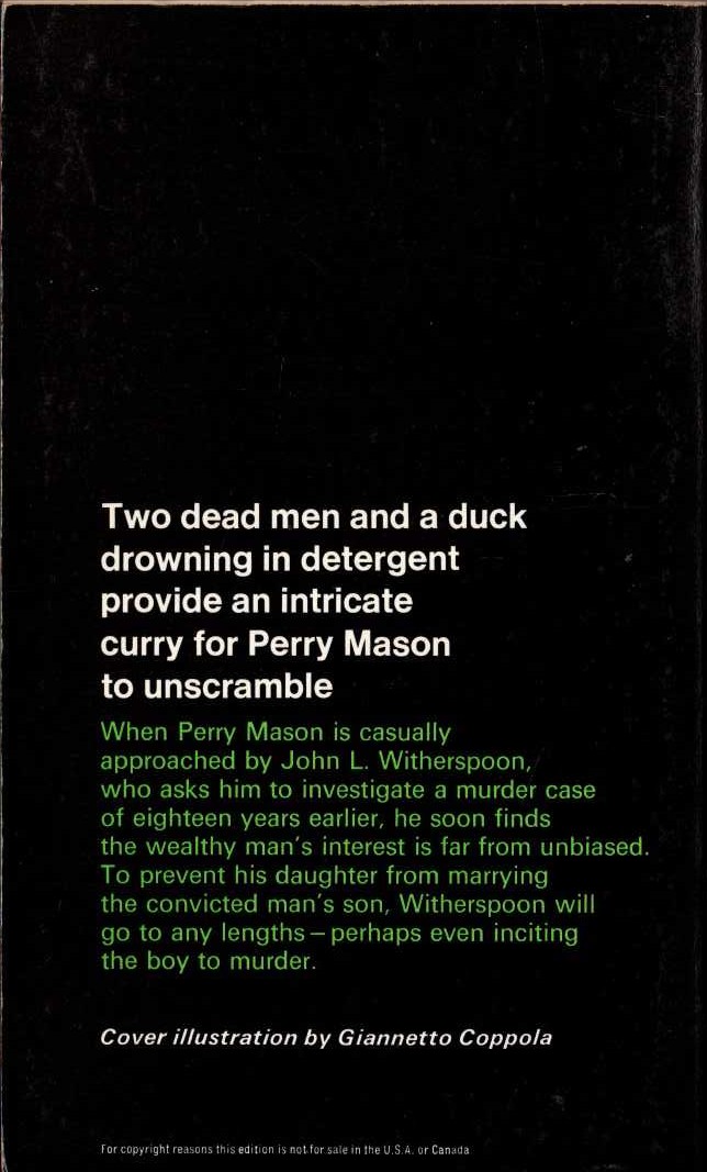 Erle Stanley Gardner  THE CASE OF THE DROWNING DUCK magnified rear book cover image