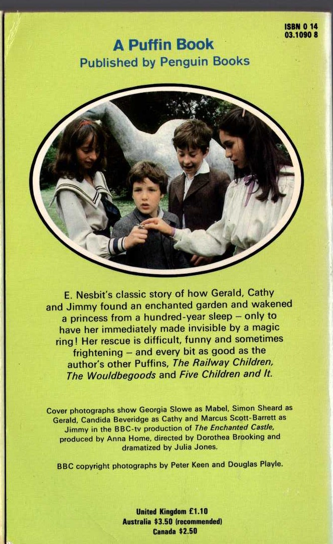 E. Nesbit  THE ENCHANTED CASTLE (BBC TV tie-in) magnified rear book cover image