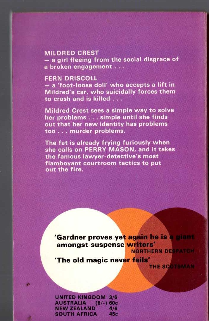 Erle Stanley Gardner  THE CASE OF THE FOOT-LOOSE DOLL magnified rear book cover image