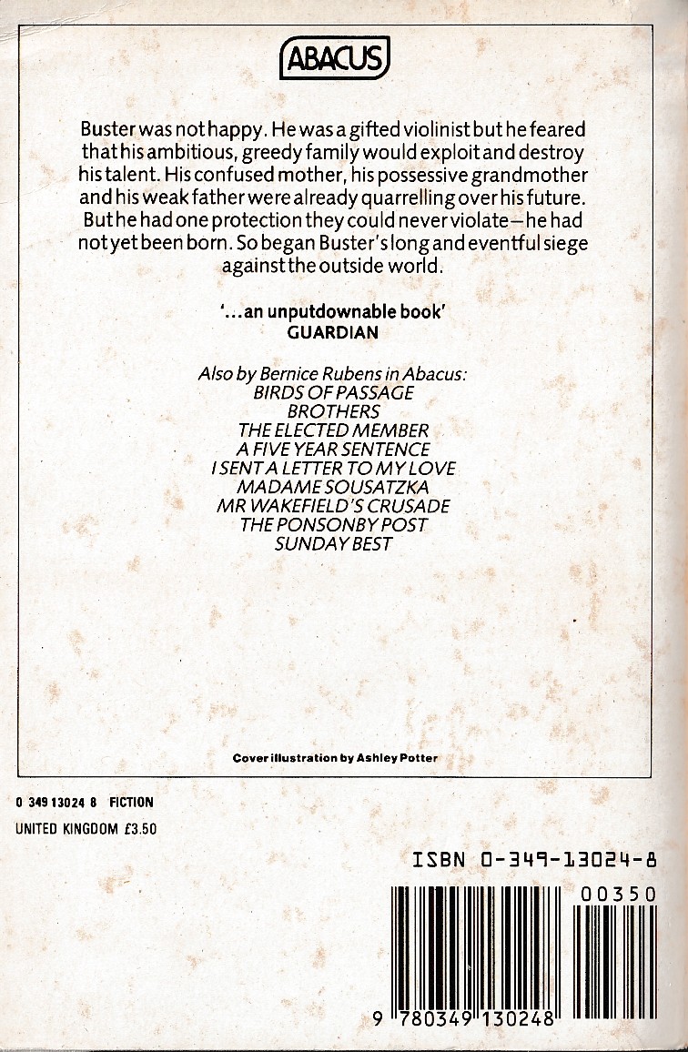 Bernice Rubens  SPRING SONATA magnified rear book cover image