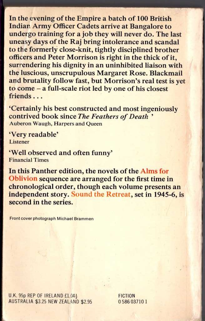 Simon Raven  SOUND THE RETREAT magnified rear book cover image