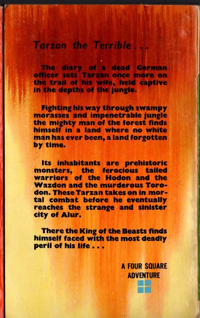 Edgar Rice Burroughs  TARZAN THE TERRIBLE magnified rear book cover image