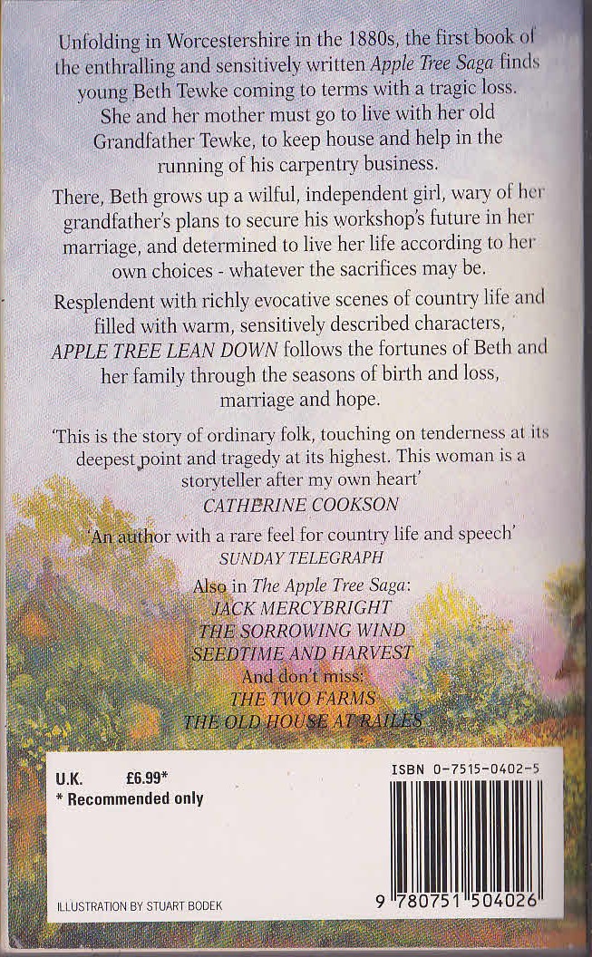 Mary E. Pearce  APPLE TREE LEAN DOWN magnified rear book cover image
