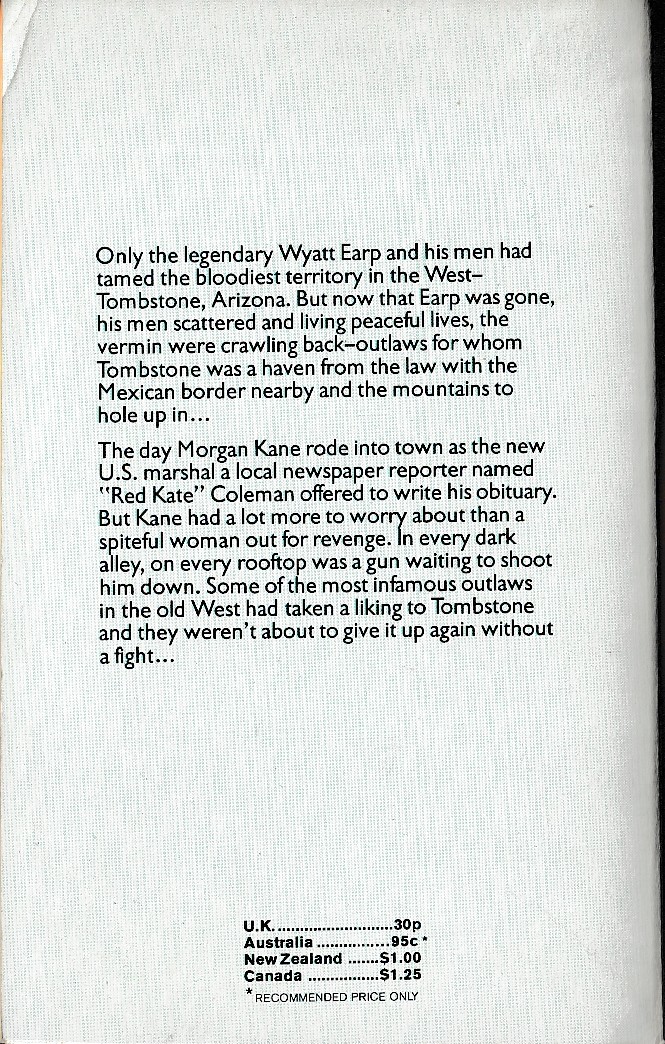 Louis Masterson  DUEL IN TOMBSTONE magnified rear book cover image