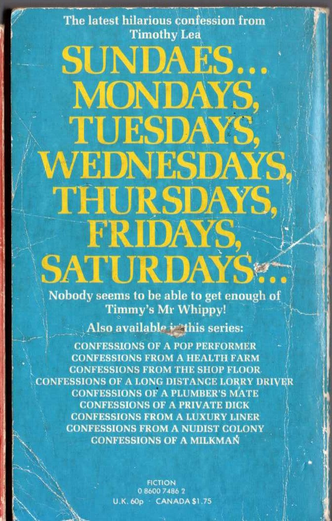 Timothy Lea  CONFESSIONS OF AN ICE CREAM MAN magnified rear book cover image