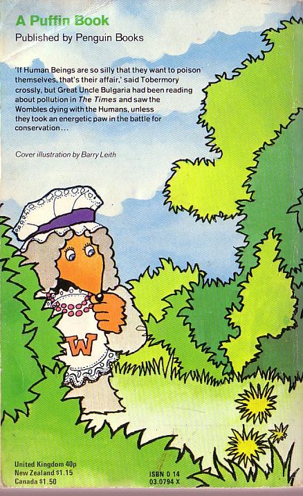 Elisabeth Beresford THE WOMBLES AT WORK<BR>
 . .Puffin 1975 (Illus.) rear cover image
