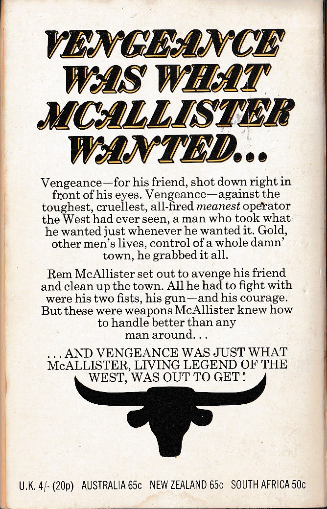 Matt Chisholm  McALLISTER MAKES WAR magnified rear book cover image