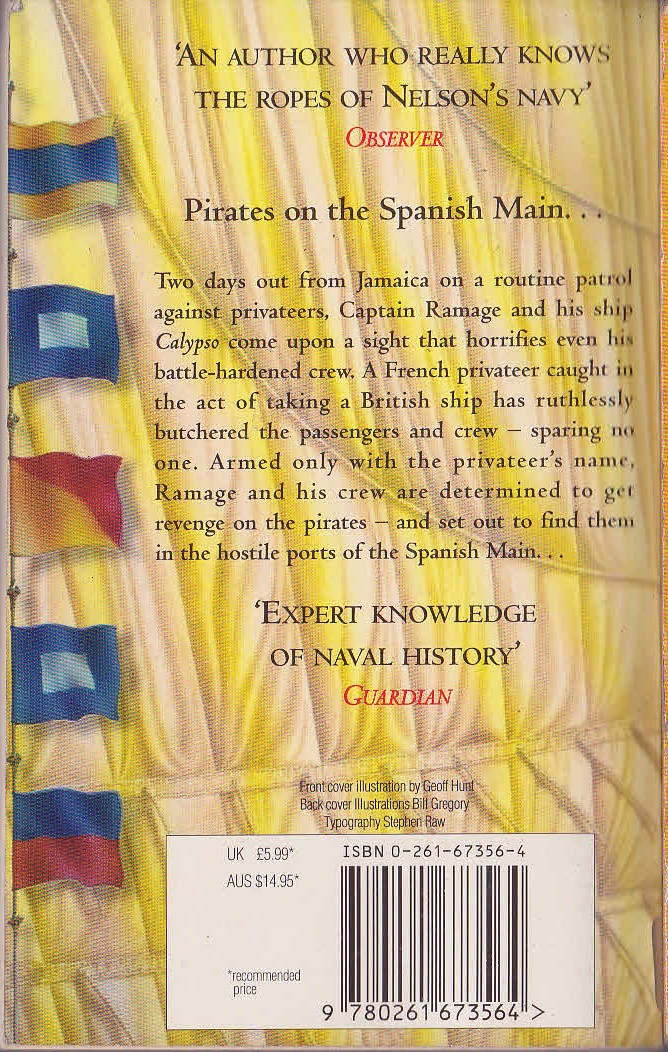 Dudley Pope  RAMAGE AND THE REBELS magnified rear book cover image