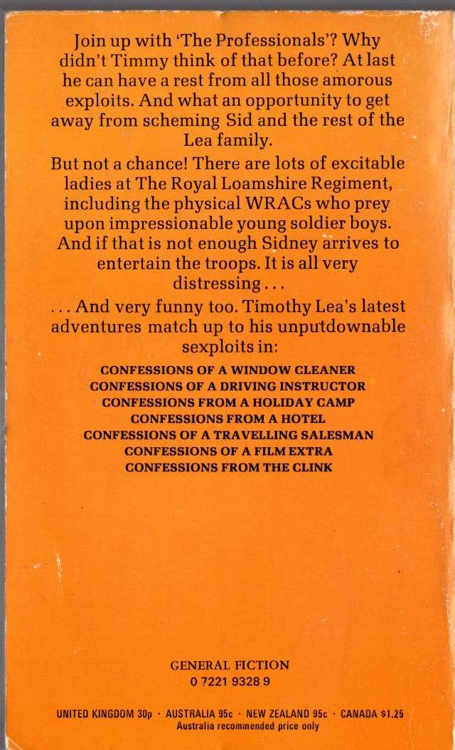 Timothy Lea  CONFESSIONS OF A PRIVATE SOLDIER magnified rear book cover image