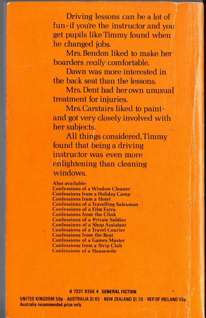 Timothy Lea  CONFESSIONS OF A DRIVING INSTRUCTOR magnified rear book cover image