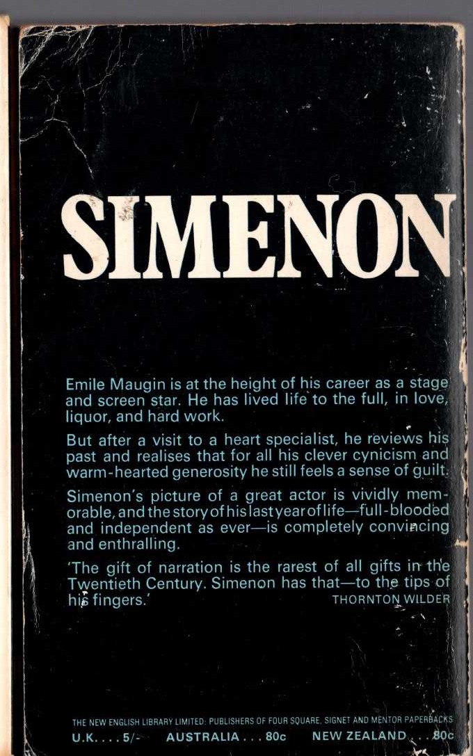 Georges Simenon  THE HEART OF A MAN magnified rear book cover image