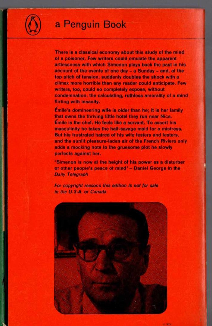 Georges Simenon  SUNDAY magnified rear book cover image