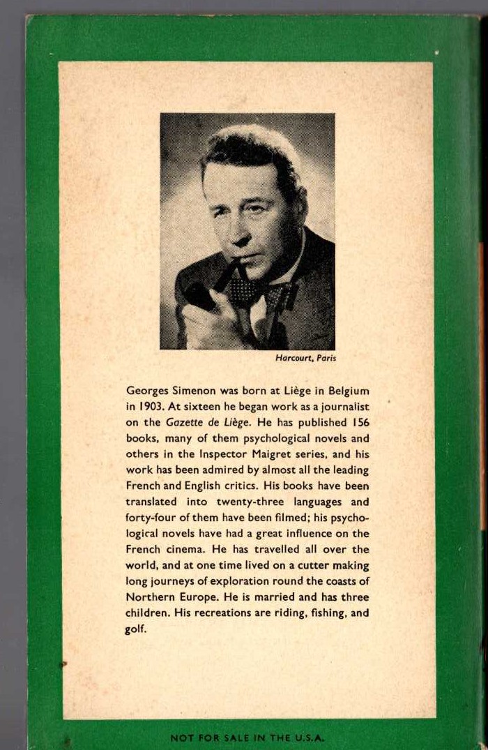 Georges Simenon  POISONED RELATIONS magnified rear book cover image
