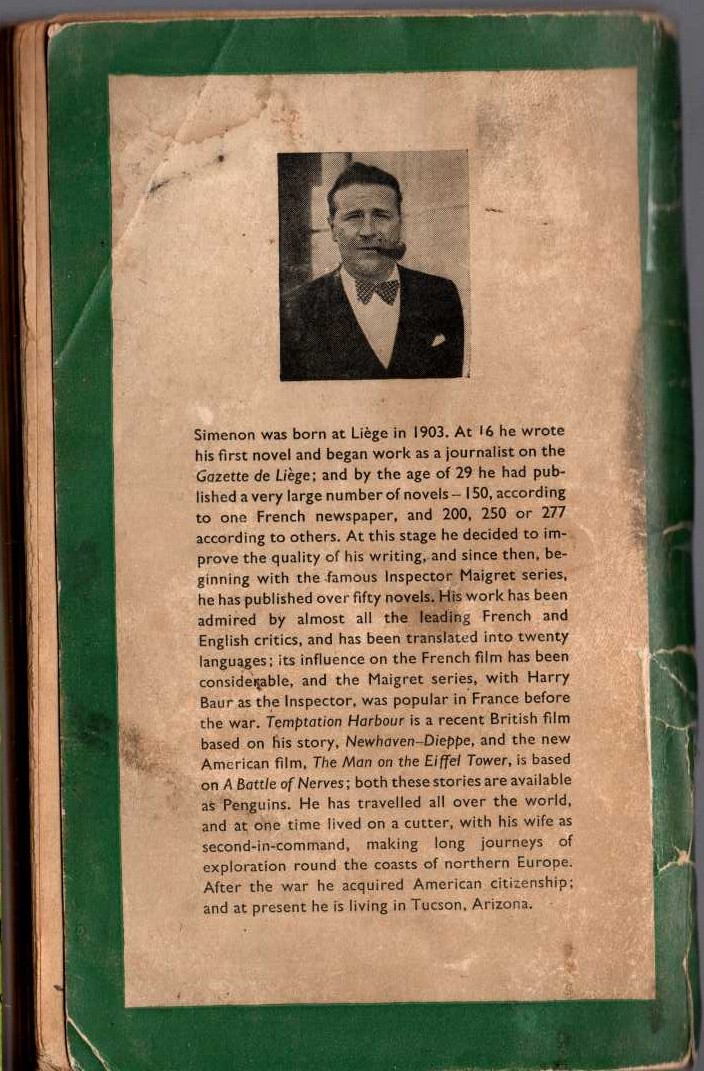 Georges Simenon  MAIGRET SITS IT OUT magnified rear book cover image