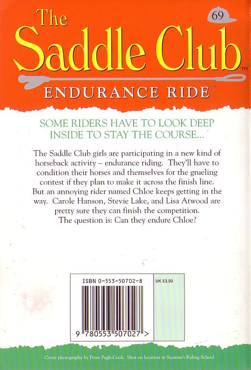 Bonnie Bryant  THE SADDLE CLUB 69: Endurance Ride magnified rear book cover image